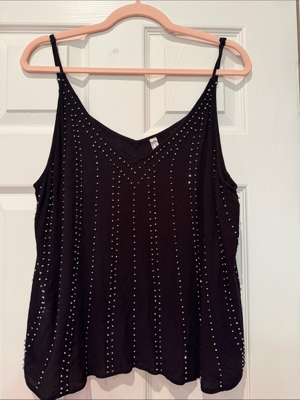 Black Studded V-Neck Cami Tank Top